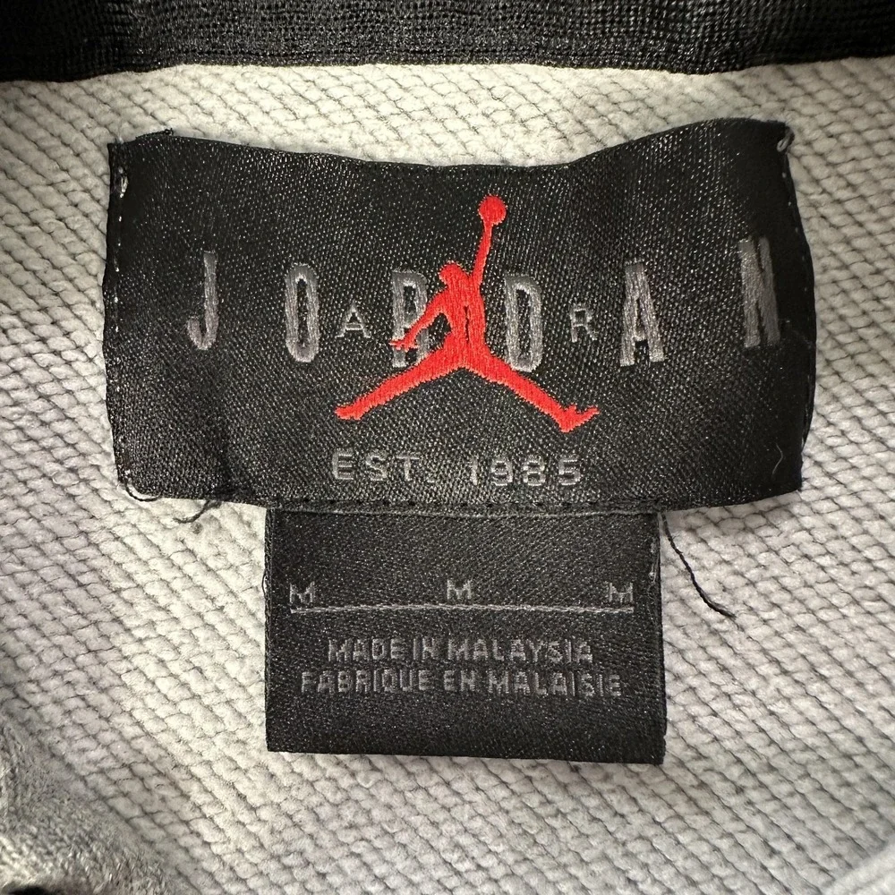 Jordan Hoodie Mens Medium Gray‎ Dri-FIT Fleece Pullover Sweatshirt Jumpman Logo